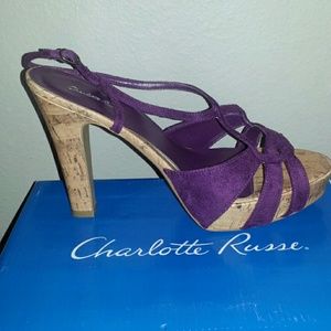 Brand new, cute plum suede strapy shoes with heel!